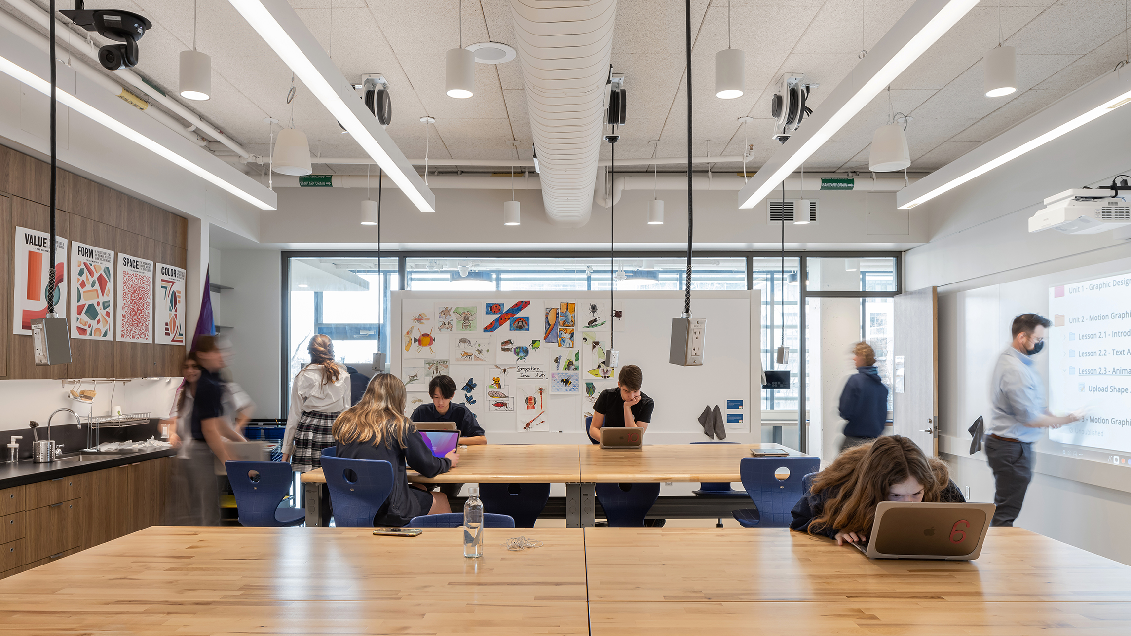 image of art classroom and students at KCS senior school