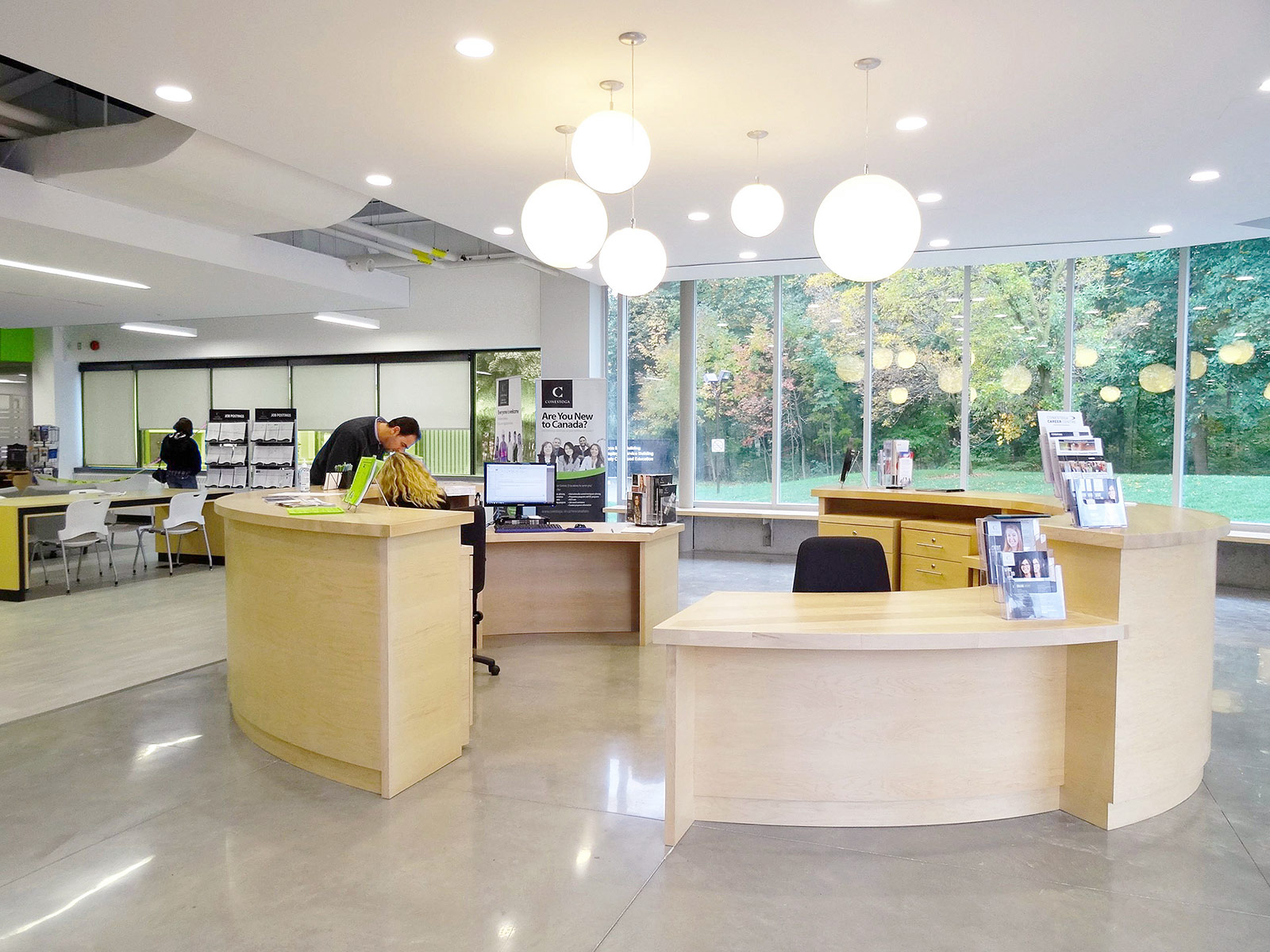 welcome desk at Conestoga's Doon Campus Welcome Centre